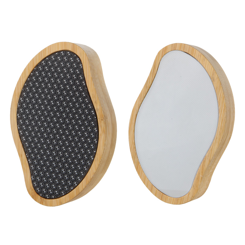 High Grade Pro Custom Laser Logo Nano Glass Foot File Bamboo Wooden Handle 2 In 1 Double Side Callus Remover Crystal Hair Eraser