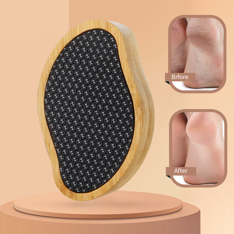 High Grade Pro Custom Laser Logo Nano Glass Foot File Bamboo Wooden Handle 2 In 1 Double Side Callus Remover Crystal Hair Eraser