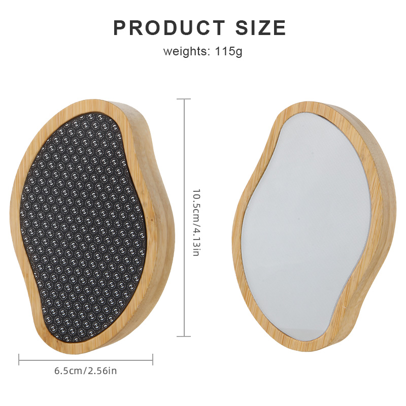 High Grade Pro Custom Laser Logo Nano Glass Foot File Bamboo Wooden Handle 2 In 1 Double Side Callus Remover Crystal Hair Eraser