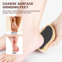 High Grade Pro Custom Laser Logo Nano Glass Foot File Bamboo Wooden Handle 2 In 1 Double Side Callus Remover Crystal Hair Eraser