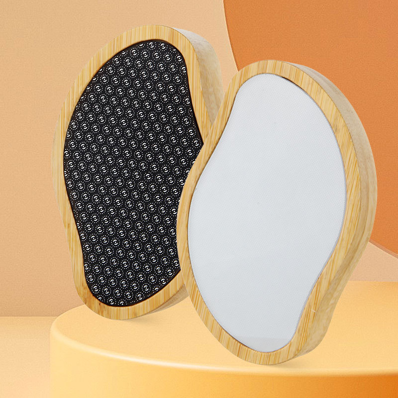 High Grade Pro Custom Laser Logo Nano Glass Foot File Bamboo Wooden Handle 2 In 1 Double Side Callus Remover Crystal Hair Eraser