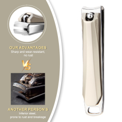 Professional Ultra Thin Nail Clipper Titanium Stainless Steel Sharp Sturdy Toenail Fingernail Cutter with Key Chain Hole