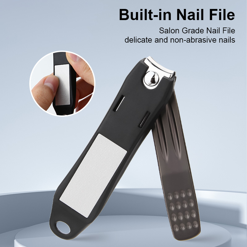 Custom Logo Big Size Stainless Steel Nail Cutter Beauty Manicure Tool No Splash Shape Finger Toenail Trim Clipper with Catcher
