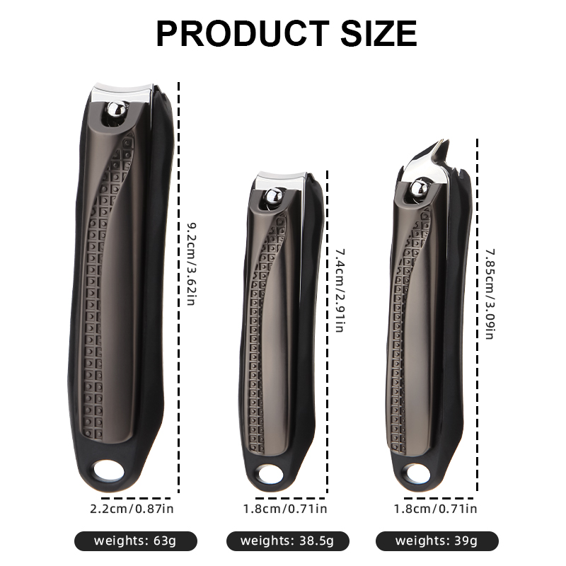 Custom Logo Big Size Stainless Steel Nail Cutter Beauty Manicure Tool No Splash Shape Finger Toenail Trim Clipper with Catcher