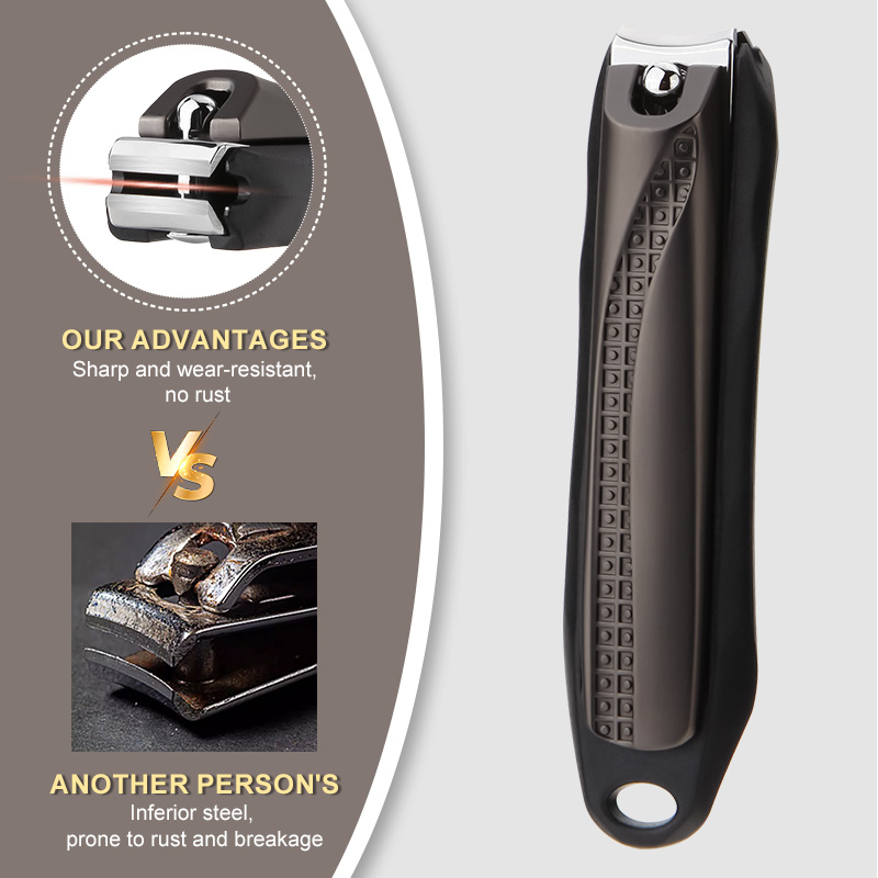 Custom Logo Big Size Stainless Steel Nail Cutter Beauty Manicure Tool No Splash Shape Finger Toenail Trim Clipper with Catcher