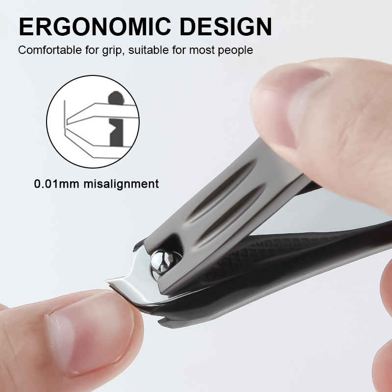 Custom Logo Big Size Stainless Steel Nail Cutter Beauty Manicure Tool No Splash Shape Finger Toenail Trim Clipper with Catcher