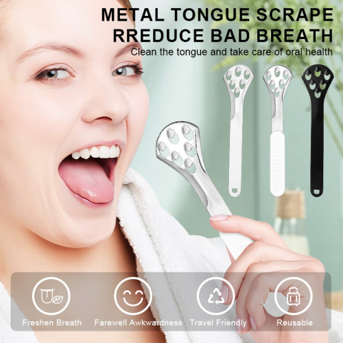 New Version Metal Black Tongue Scraper Stainless Steel Water Droplet Shape Oral Care Cleaning Tool Fresh Breath Tongue Cleaner