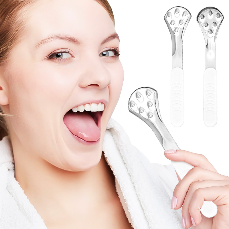 New Version Metal Black Tongue Scraper Stainless Steel Water Droplet Shape Oral Care Cleaning Tool Fresh Breath Tongue Cleaner