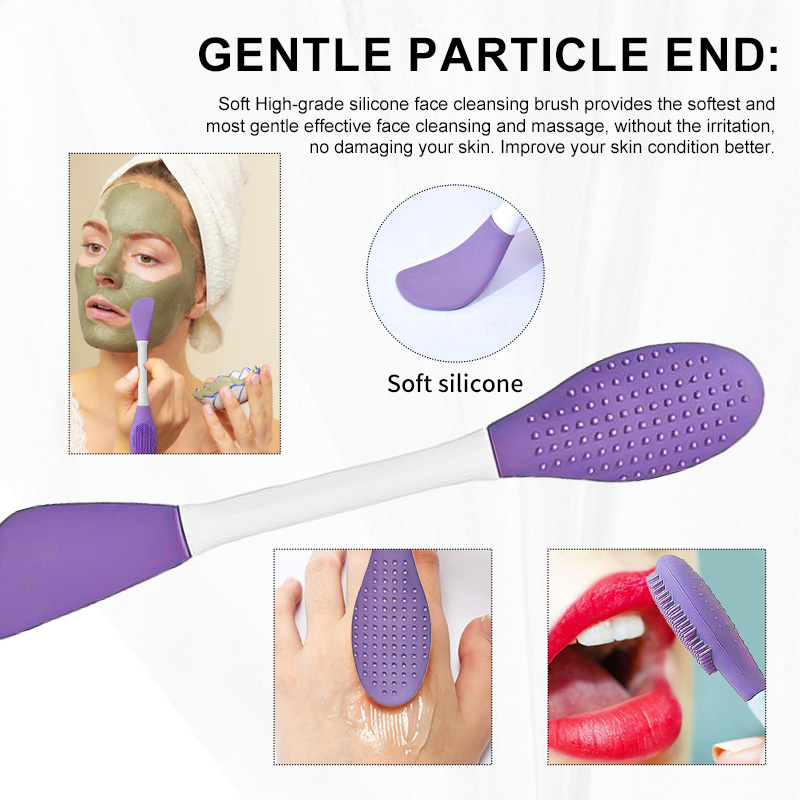 2 In 1 Double Sided Soft Flexible Silicone Face Mask Brush Facial Cleaning Cosmetic Tools Exfoliating Scrub Lip Brushes