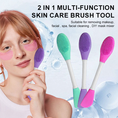 2 In 1 Double Sided Soft Flexible Silicone Face Mask Brush Facial Cleaning Cosmetic Tools Exfoliating Scrub Lip Brushes