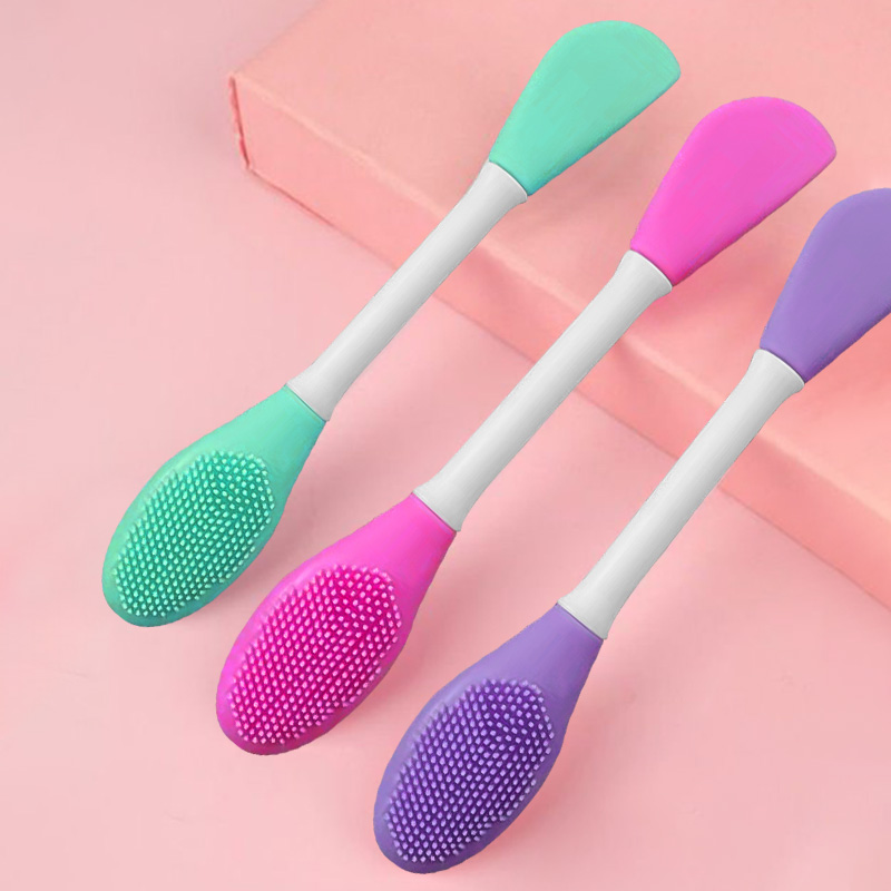2 In 1 Double Sided Soft Flexible Silicone Face Mask Brush Facial Cleaning Cosmetic Tools Exfoliating Scrub Lip Brushes