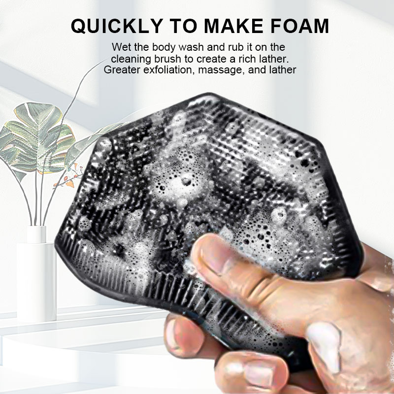 Shower Antimicrobial Soft Silicone Body Scrubber Anti-Slippery Handles Bath Wash Exfoliating Massage Skin Deep Cleaning Brush