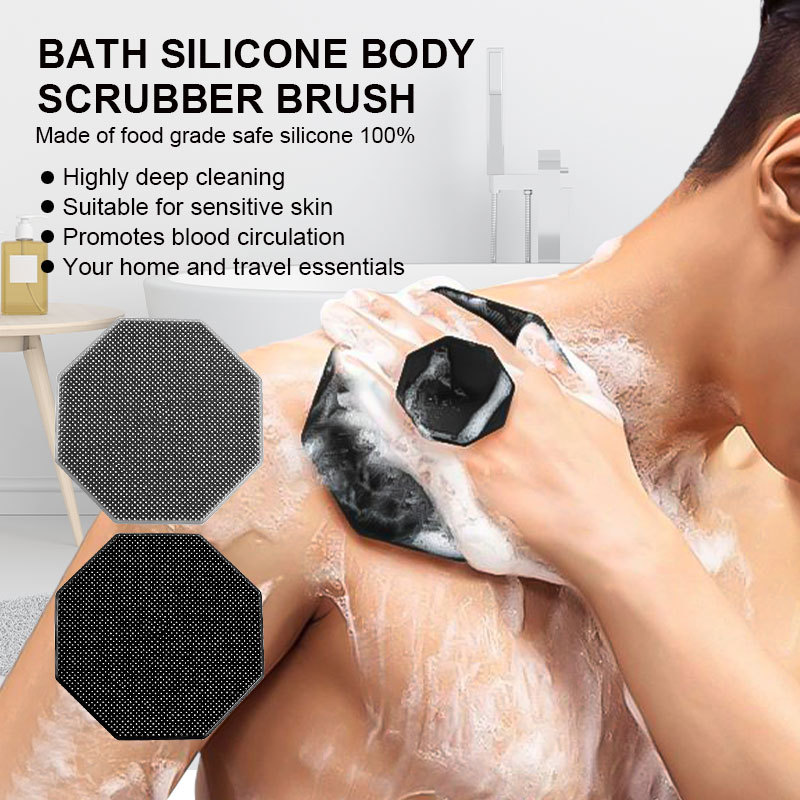 Shower Antimicrobial Soft Silicone Body Scrubber Anti-Slippery Handles Bath Wash Exfoliating Massage Skin Deep Cleaning Brush
