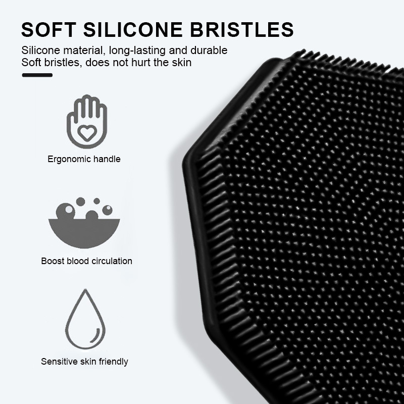 Shower Antimicrobial Soft Silicone Body Scrubber Anti-Slippery Handles Bath Wash Exfoliating Massage Skin Deep Cleaning Brush