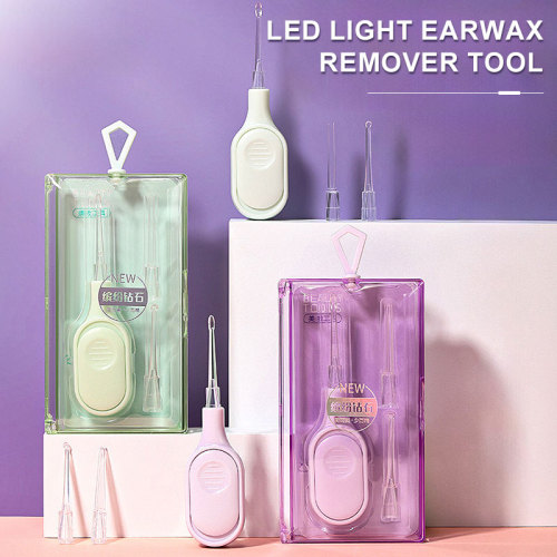 3 Pieces Ear Wax Removal Tool With Light And Storage Case Safe Ear Spoon Pick Cleaning Tweezer Kit With Flashlight For Baby