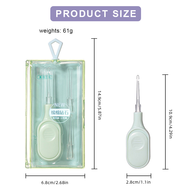3 Pieces Ear Wax Removal Tool With Light And Storage Case Safe Ear Spoon Pick Cleaning Tweezer Kit With Flashlight For Baby