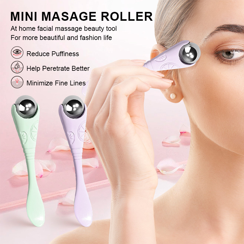 Stainless Steel Mini Face Massager Cooling Roller 360 Ice Cold Facial Massage Ball Skin Care Tool for Relieving Eye Puffiness