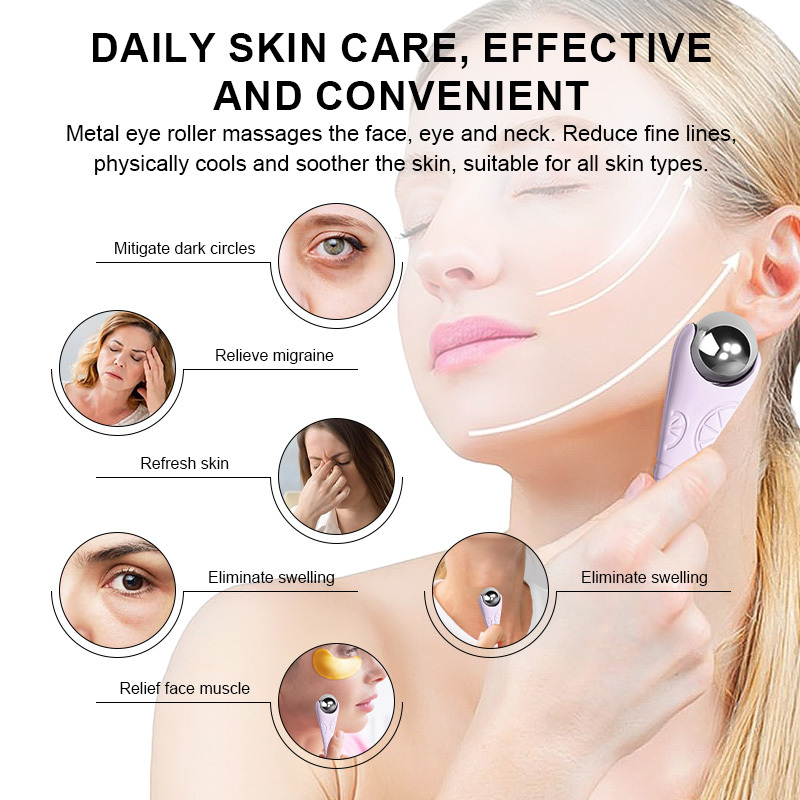 Stainless Steel Mini Face Massager Cooling Roller 360 Ice Cold Facial Massage Ball Skin Care Tool for Relieving Eye Puffiness