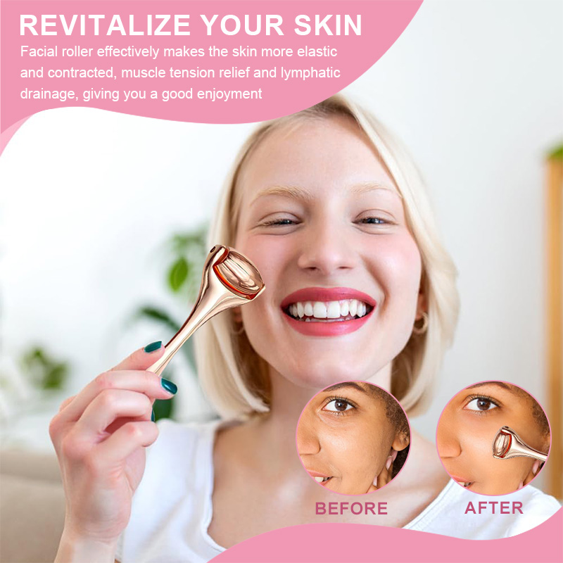 Portable Metal Mini Facial Massage Rollers Stainless Steel Skin Care Tools Hand Neck Face Roller Massager for Relief Puffiness