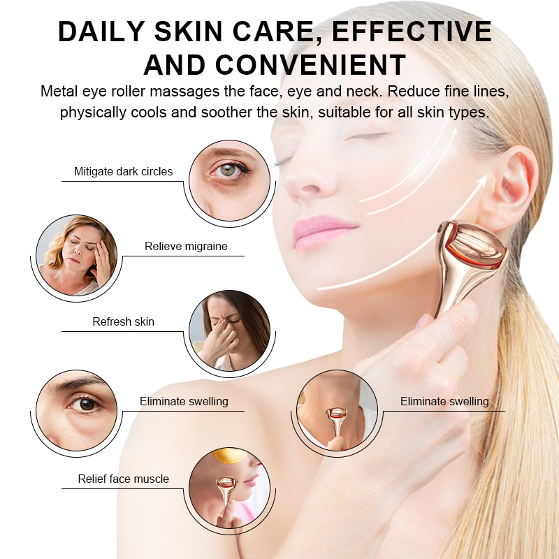 Portable Metal Mini Facial Massage Rollers Stainless Steel Skin Care Tools Hand Neck Face Roller Massager for Relief Puffiness