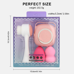 4 in 1 Facial Cleaning Tools Set Soft Silicone Face Cleanser Brush Makeup Sponge Spa Washing Exfoliating Massage Hair Scrubber