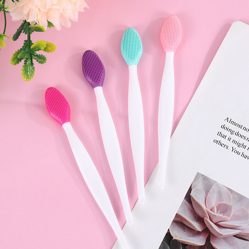 Multifunctional Soft Silicone Mini Lip Exfoliating Brush Double-sided Face Nose Skincare Blackhead Remover Cleaning Scrub Tool
