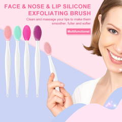 Multifunctional Soft Silicone Mini Lip Exfoliating Brush Double-sided Face Nose Skincare Blackhead Remover Cleaning Scrub Tool