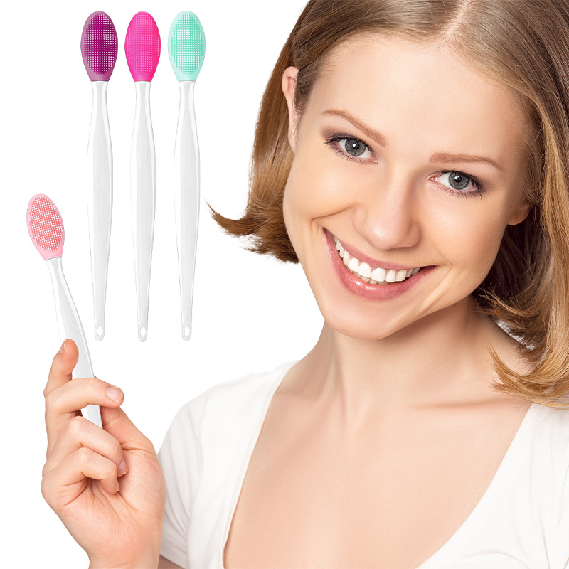 Multifunctional Soft Silicone Mini Lip Exfoliating Brush Double-sided Face Nose Skincare Blackhead Remover Cleaning Scrub Tool