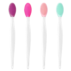 Multifunctional Soft Silicone Mini Lip Exfoliating Brush Double-sided Face Nose Skincare Blackhead Remover Cleaning Scrub Tool
