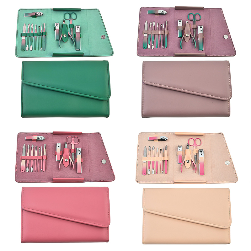 Korea Hot Sale Professional Manicure Set Foot Pedicure Care Tool Stainless Steel Gradient Color Scissors Nail Clipper Kits