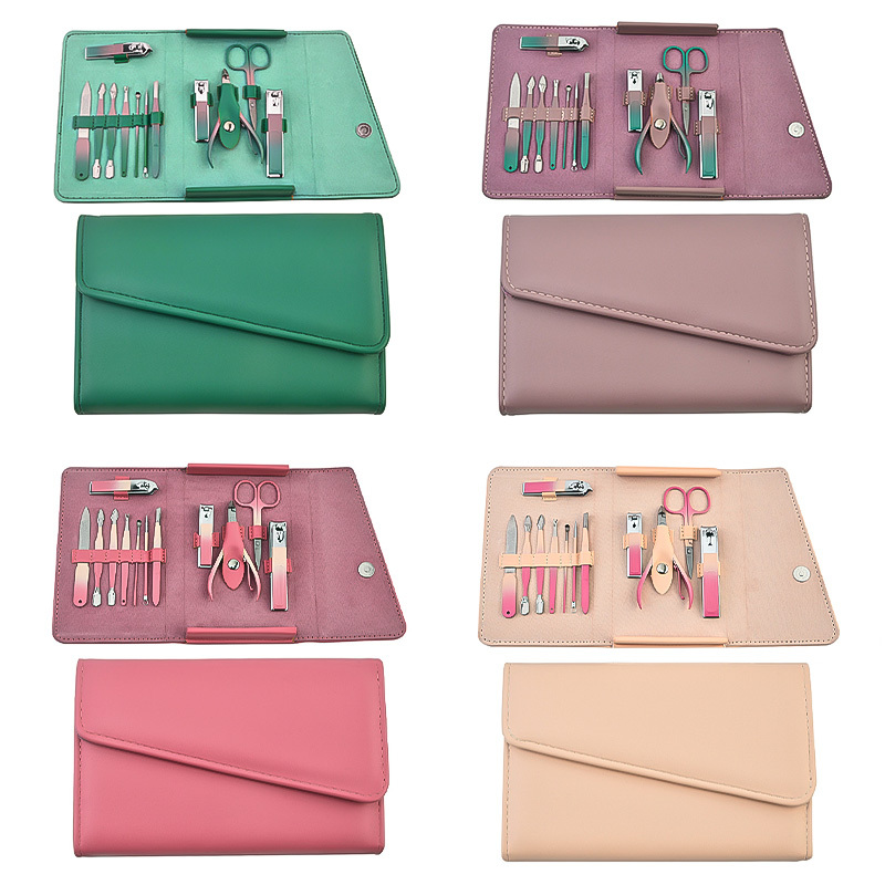 Korea Hot Sale Professional Manicure Set Foot Pedicure Care Tool Stainless Steel Gradient Color Scissors Nail Clipper Kits