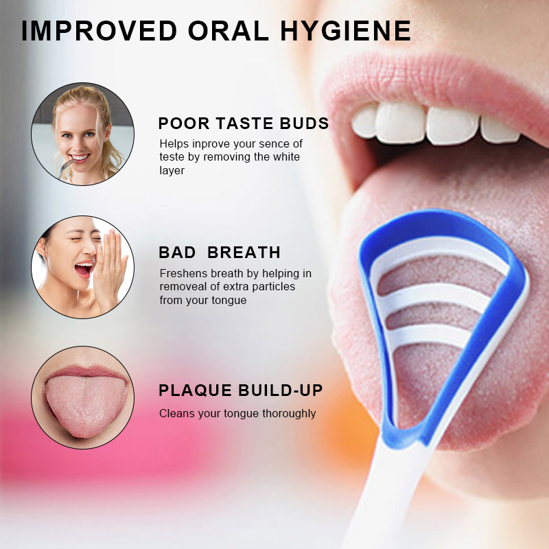 Cheap Disposable Long Handle Tongue Scraper in Plastic Box Food Grade PP Effective Oral Cleaning Brush Tongue Cleaner for Adult
