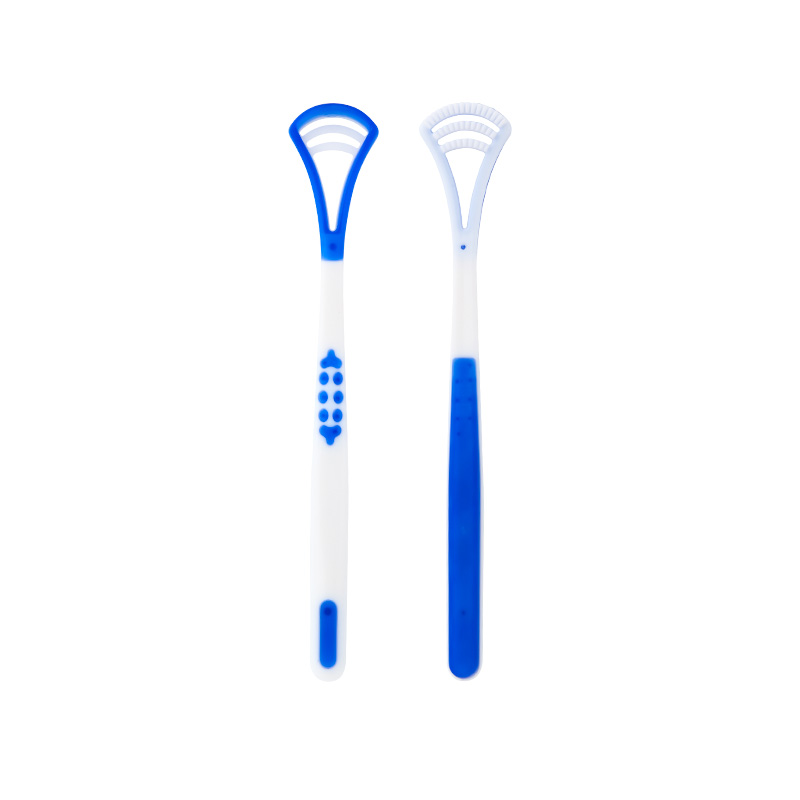 Cheap Disposable Long Handle Tongue Scraper in Plastic Box Food Grade PP Effective Oral Cleaning Brush Tongue Cleaner for Adult