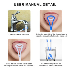 Cheap Disposable Long Handle Tongue Scraper in Plastic Box Food Grade PP Effective Oral Cleaning Brush Tongue Cleaner for Adult