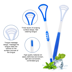Cheap Disposable Long Handle Tongue Scraper in Plastic Box Food Grade PP Effective Oral Cleaning Brush Tongue Cleaner for Adult