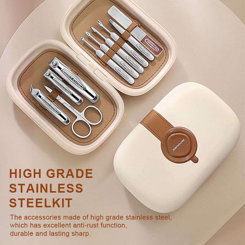10pcs Wholesale Manicure and Pedicure Nail Care Cleaning Tool Set Stainless Steel Finger Cutter Clipper Kits with Travel Case