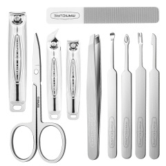 10pcs Wholesale Manicure and Pedicure Nail Care Cleaning Tool Set Stainless Steel Finger Cutter Clipper Kits with Travel Case