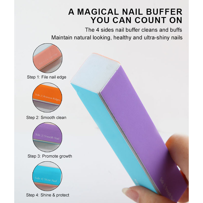 China Free Sample Colorful Style Nail Buffer Manicure Pedicure 4 way High Elastic Sponge Fingernail File Block for Women Lady
