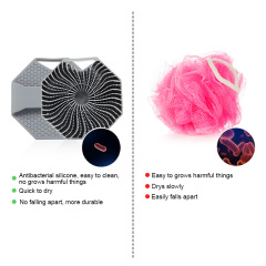 Shower Antimicrobial Soft Silicone Body Scrubber Anti-Slippery Handles Bath Wash Exfoliating Massage Skin Deep Cleaning Brush