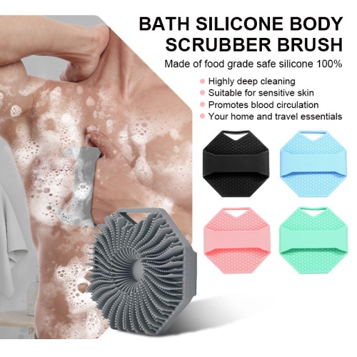 Shower Antimicrobial Soft Silicone Body Scrubber Anti-Slippery Handles Bath Wash Exfoliating Massage Skin Deep Cleaning Brush