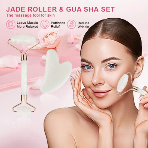 Wholesale Face Massage Jade Roller Guasha Set Resin Plastic Non Natural Stone Facial Massager Roller for Woman Skin Care Tool
