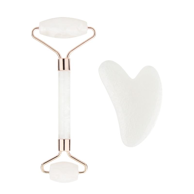 Wholesale Face Massage Jade Roller Guasha Set Resin Plastic Non Natural Stone Facial Massager Roller for Woman Skin Care Tool