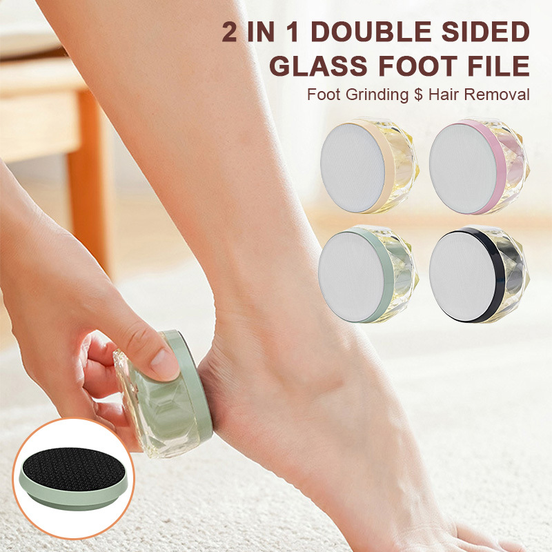 New Portable 2-in-1 Painless Crystal Nano Glass Hair Remove Eraser Foot File Dead Skin Callus Remover device Pedicure Tool