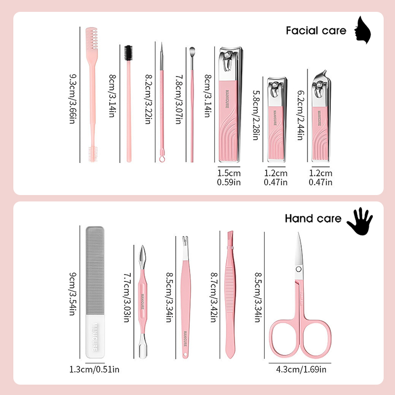 Custom Logo 12 Pcs Manicure Pedicure Set Luggage Design Packaging Suit Beauty Nail Care Tool Fingernail Clippers kit for Home