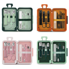 Custom Logo 12 Pcs Manicure Pedicure Set Luggage Design Packaging Suit Beauty Nail Care Tool Fingernail Clippers kit for Home