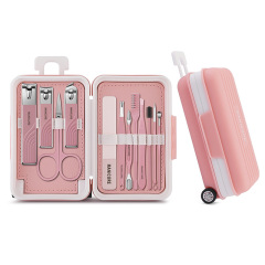 Custom Logo 12 Pcs Manicure Pedicure Set Luggage Design Packaging Suit Beauty Nail Care Tool Fingernail Clippers kit for Home