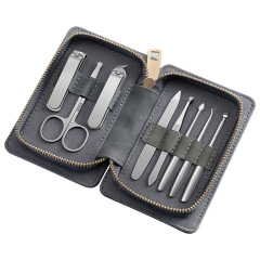 8-in-1 Professional Manicure Pedicure Kit Stainless Steel Beauty Nail Care Tool Fingernail Toe Clipper Set With PU Leather Case