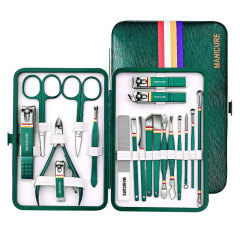Premium Manicure Set in Luxury Leather Case Stainless Steel Nail Care Tool Toe Fingernail Clipper Beauty Kits for Christmas Gift