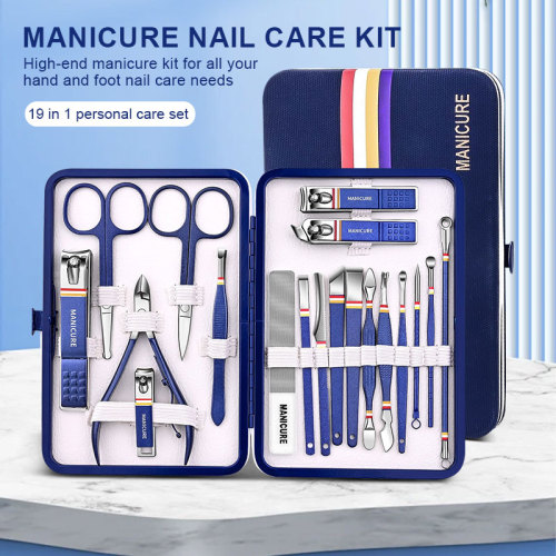 Premium Manicure Set in Luxury Leather Case Stainless Steel Nail Care Tool Toe Fingernail Clipper Beauty Kits for Christmas Gift