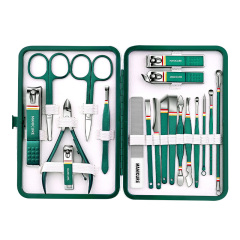 Premium Manicure Set in Luxury Leather Case Stainless Steel Nail Care Tool Toe Fingernail Clipper Beauty Kits for Christmas Gift